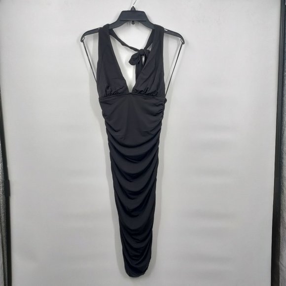 Forever 21 Bodycon Halter Mini Knit Dress, Black, Medium - Picture 3 of 11